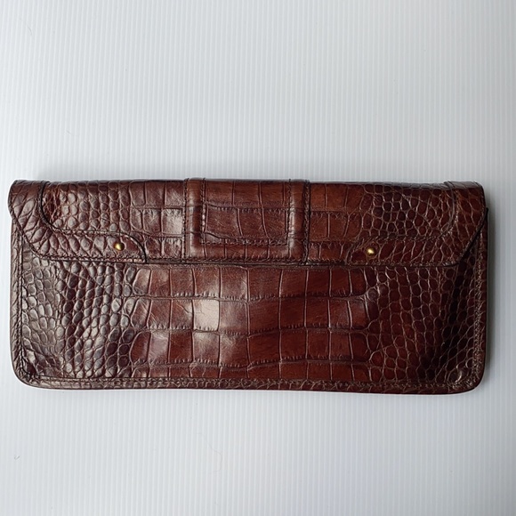 RARE Cole Haan Elena Croc Textured Leather Clutch - Picture 3 of 7